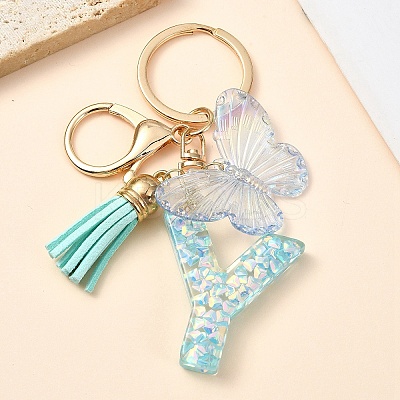 Resin & Acrylic & Faux Suede Tassel Keychain KEYC-YW00117-25-1