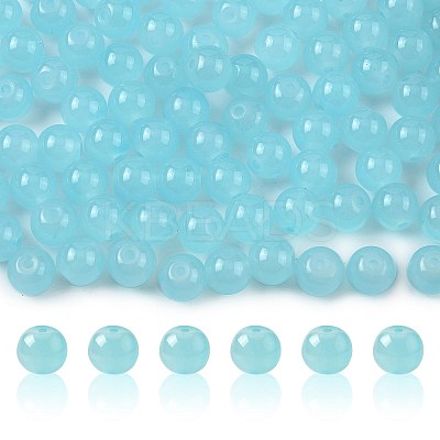 2 Strands Baking Paint Imitation Jade Glass Round Bead Strands DGLA-FS0001-20C-1