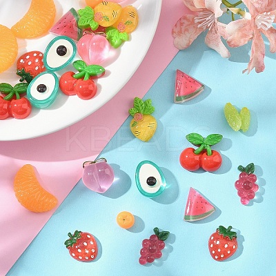 30Pcs 10 Styles Fruit Opaque Resin Decoden Cabochons RESI-YW0002-01-1