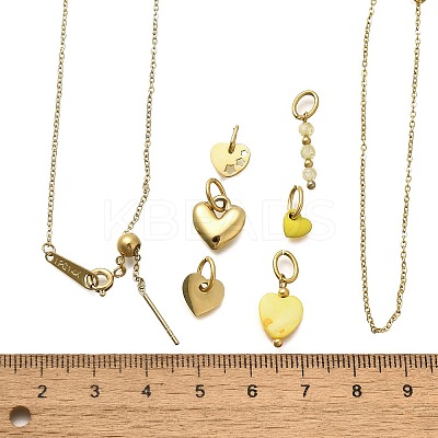 Enamel & Shell Pearl & Glass Heart Pendant & Necklaces & Bracelets Sets SJEW-Q002-03G-1