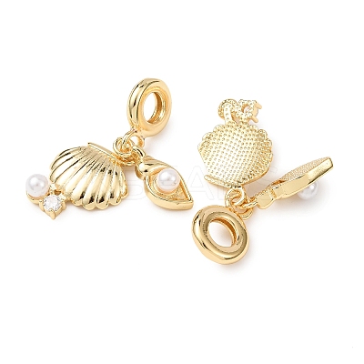 Ocean Brass Pave Clear Cubic Zirconia European Dangle Charms KK-H278-05G-1