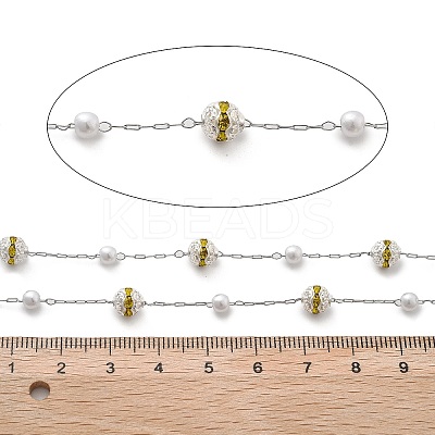 Handmade ABS Imitation Pearl & Rhinestone Round Chains CHS-L028-03P-01-1
