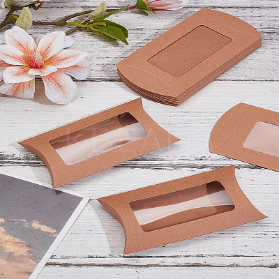 16Pcs Paper Pillow Candy Boxes with Rectangle Visible Window CON-LP0001-09-1