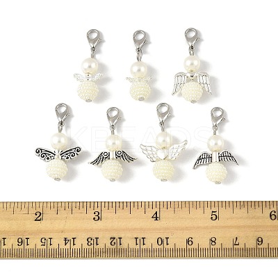 14Pcs 7 Styles ABS Plastic Imitation Pearl Pendant Decorations HJEW-FS00042-02-1-1