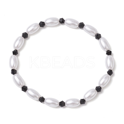 ABS Plastic Imitation Pearl Beaded Stretch Bracelets BJEW-JB11908-1