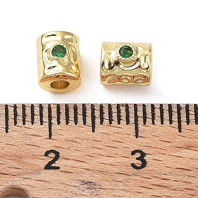 Brass Micro Pave Cubic Zirconia Beads KK-A189-07G-1