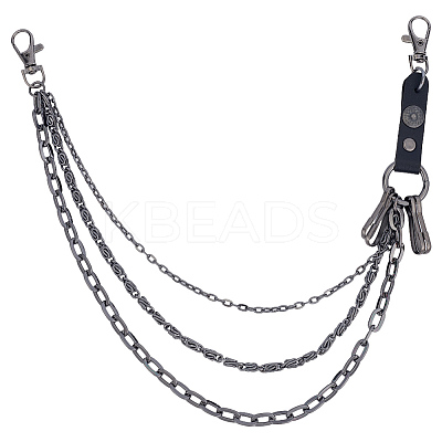 1Pc Alloy 3 Layer Chain Belts for Pants AJEW-GF0011-93C-1