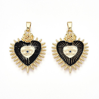 Brass Micro Pave Cubic Zirconia Pendants KK-N257-01B-G-1