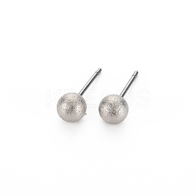 Frosted Imitation Pearl Ball Stud Earrings for Women EJEW-S213-01C-C03B-RS-1