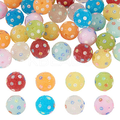 40Pcs 8 Colors Handmade Acrylic Resin Rhinestone Beads CLAY-TA0001-90B-1