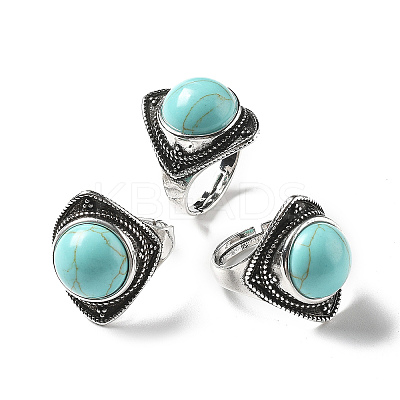 Synthetic Turquoise Adjustable Rings G-P560-03AS-19-1
