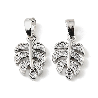 Brass Micro Pave Clear Cubic Zirconia Charms KK-A290-01A-P-1