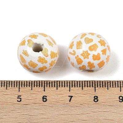 Christmas Printed Schima Wood European Beads WOOD-I015-01C-1