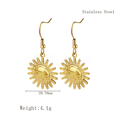 Stylish 304 Stainless Steel Sun Dangle Earrings for Women NI1650-4-1