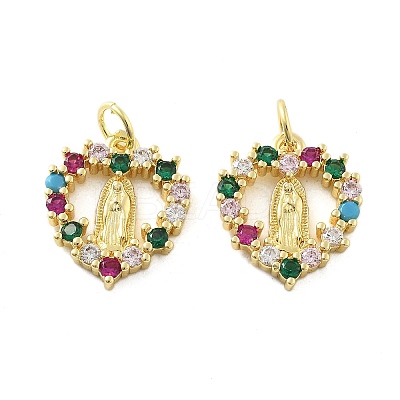 Brass Micro Pave Cubic Zirconia Pendants KK-C092-24L-G-1