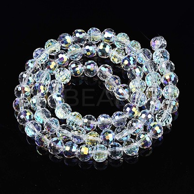 Electroplate Transparent Glass Beads Strands EGLA-N002-15-B03-1