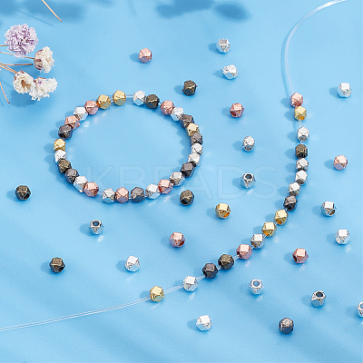 600Pcs 6 Colors Polyhedron Alloy Finding Beads FIND-AR0004-57-1