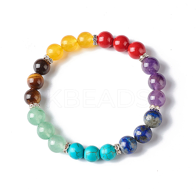 7 Chakra Healing Reiki Yoga Bracelet for Girl Women X1-BJEW-TA00020-1