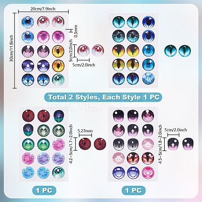 4Pcs 4 Styles Eye PVC Self-Adhesive Stickers DIY-PH0032-300-1