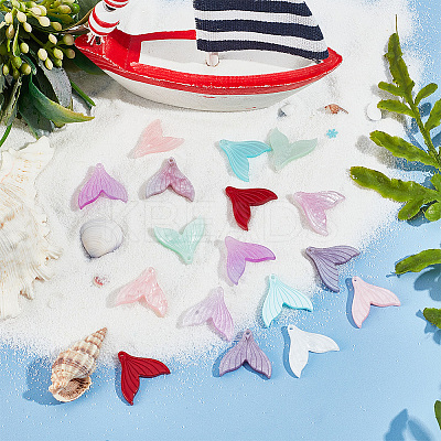 64Pcs 8 Colors Opaque Cellulose Acetate(Resin) Pendants RESI-PH0001-76-1