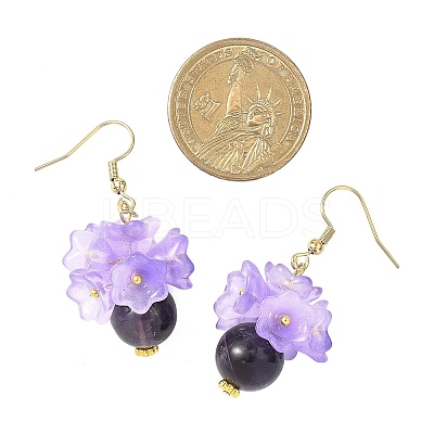 Natural Lapis Lazuli & Natural Rose Quartz & Natural Amethyst 304 Stainless Steel Dangle Earrings EJEW-JE06694-1