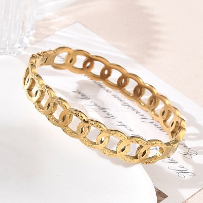 304 Stainless Steel Ring Link Chain Hinged Cuff Bangles SA-CBAB92B-02G-1