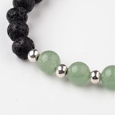 Natural Lava Rock Beaded Stretch Bracelets BJEW-JB02293-1