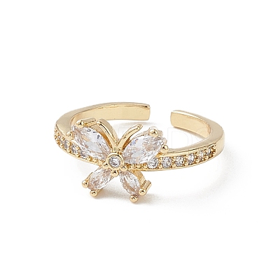 Butterfly Clear Cubic Zirconia Cuff Ring RJEW-M146-11G-1