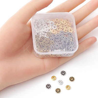 200Pcs 4 Styles Tibetan Style Alloy Spacer Beads FIND-YW0003-77-1
