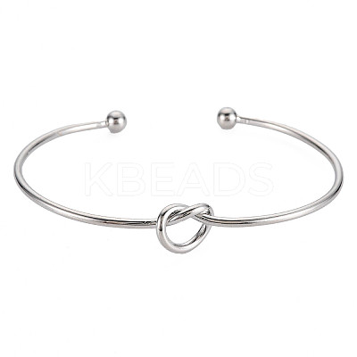Non-Tarnish Knot Shape Cuff Bangle LS-BJEW-N013-007-1