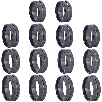 14Pcs 7 Styles Stainless Steel Grooved Finger Ring Settings STAS-SC0010-65EB-1