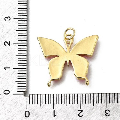 October Breast Cancer Pink Awareness Ribbon Brass Enamel Pendants KK-G525-10G-01-1