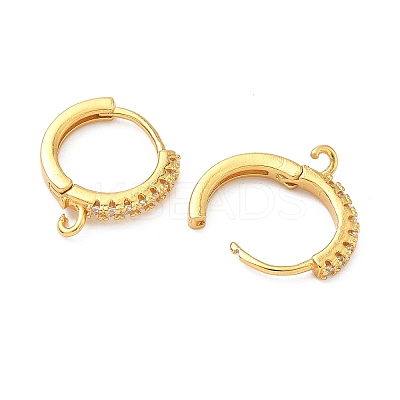 Brass Micro Pave Clear Cubic Zirconia Hoop Earring Findings KK-H532-14B-G-1