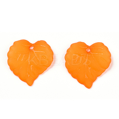 Transparent Frosted Acrylic Leaf Charms FACR-ZX003-01G-1
