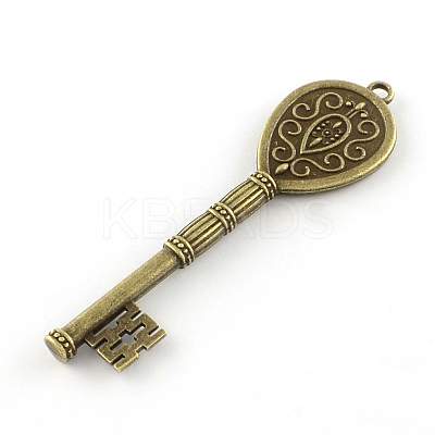 Skeleton Key Tibetan Style Alloy Big Pendant Cabochon Settings TIBEP-S292-05AB-FF-1