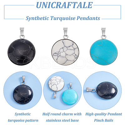 12Pcs 3 Colors Synthetic Turquoise Pendants STAS-UN0039-61-1