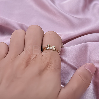 Stylish LOVE Letter Design 304 Stainless Steel Open Cuff Ring for Women YU4373-2-1