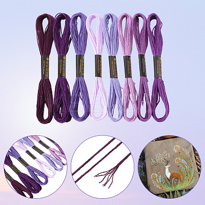 8 Skeins 8 Colors 6-Ply Polyester Embroidery Floss OCOR-CY0002-09E-1