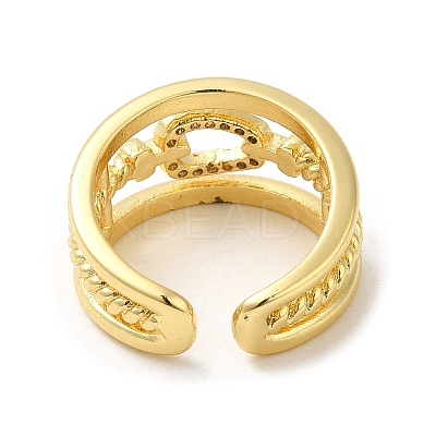 Rack Plating Real 18K Gold Plated Brass Hollow Teardrop Open Cuff Rings RJEW-B048-02G-1