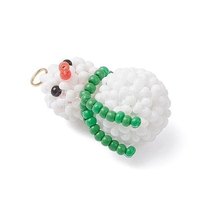 Glass Seed Beaded Snowman Pendants PALLOY-MZ01007-01-1