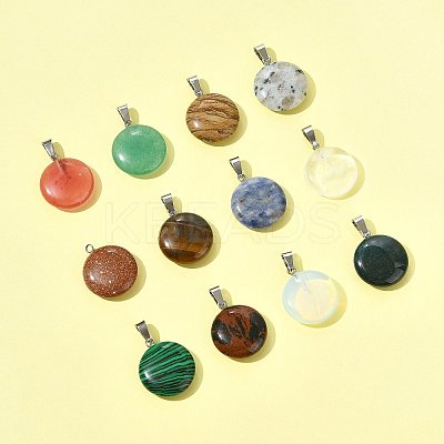 12Pcs 12 Styles Natural & Synthetic Mixed Gemstone Pendants G-FS0005-91-1