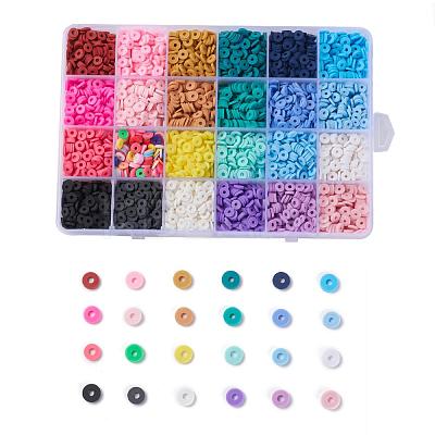 24 Colors Handmade Polymer Clay Beads CLAY-X0011-03B-1