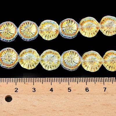 Half Electroplate Baking Paint Glass Beads Strands EGLA-K061-11A-AB07-1