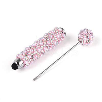 ABS Imitation Pearl & Polymer Clay Pave Rhinestone Touch Screen Stylus AJEW-T013-06G-1