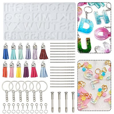 1Pcs Initial Letter A~Z & Number 0~9 Silicone Pendant Mold for KeyChain Making DIY-YW0008-10-1