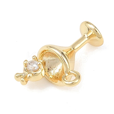 Brass Micro Pave Clear Cubic Zirconia Charms KK-G545-16G-1