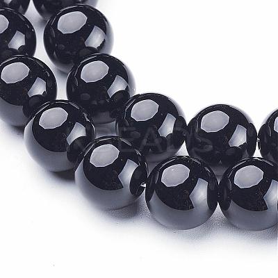 Natural Black Onyx Round Beads Strands GSR12mmC097-1