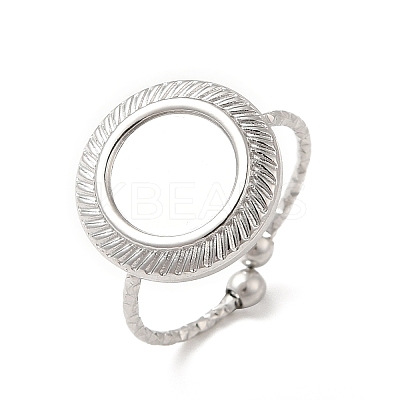 Non-Tarnish 304 Stainless Steel Open Cuff Ring Component STAS-E180-09P-1