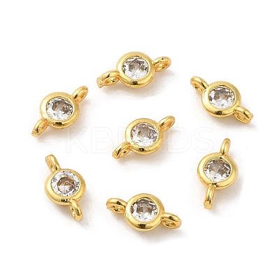 Rack Plating Brass Pave Clear Cubic Zirconia Connector Charms LS-KK-G477-02G-1