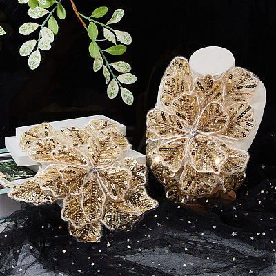 2Pcs Flower Glitter with Rhinestone Decorative Corsages for Clothing Accessories PATC-FH0001-31-1